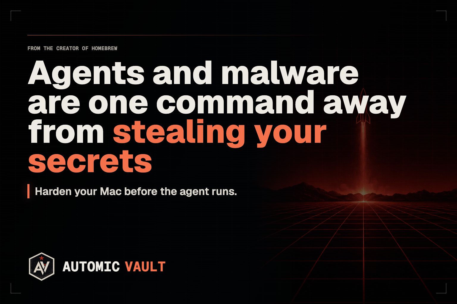 Automic Vault visual showing an AI agent security warning